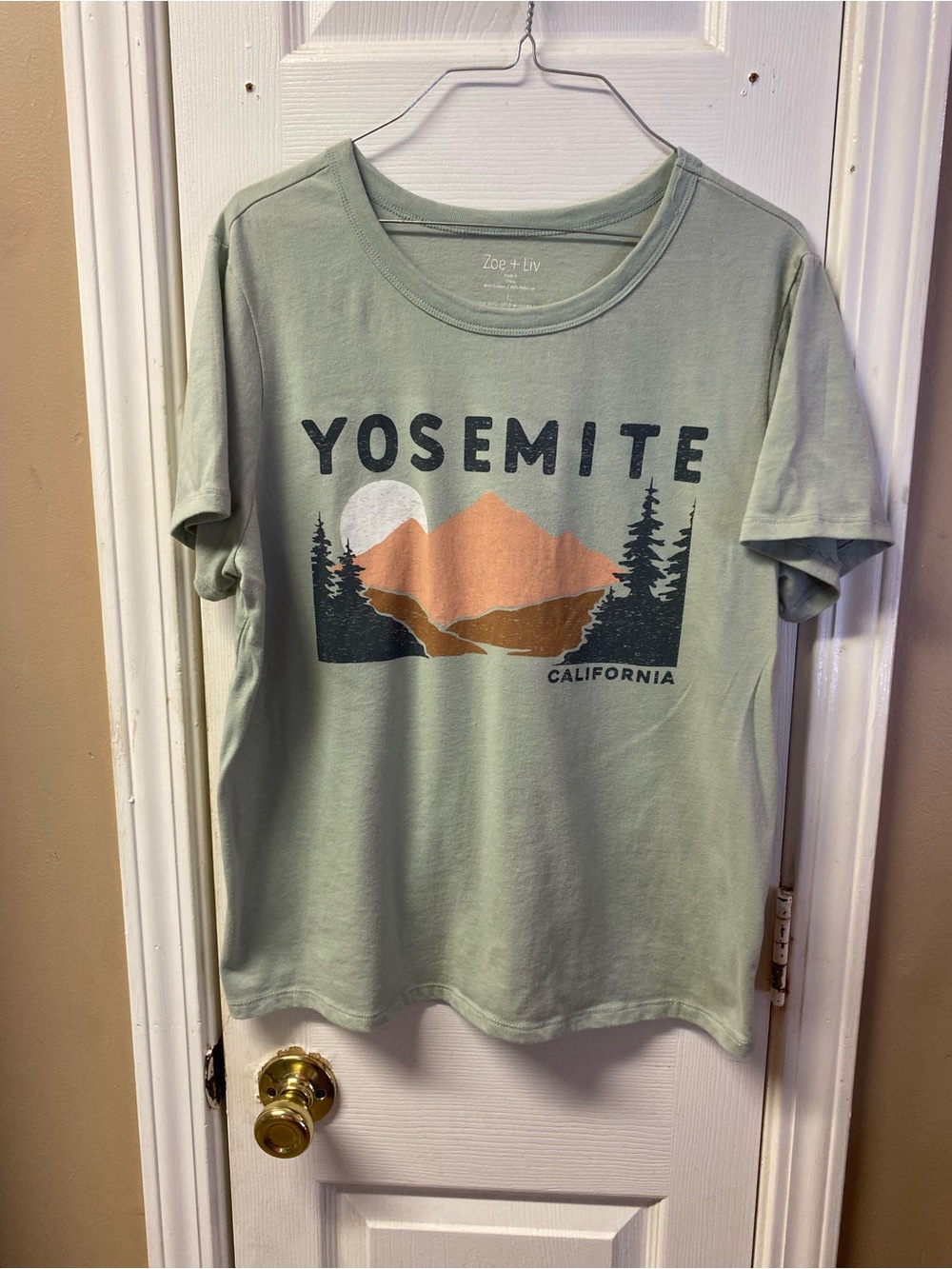 Zoe + Liv Yosemite Graphic Tee - Sage Green with Orange Accent